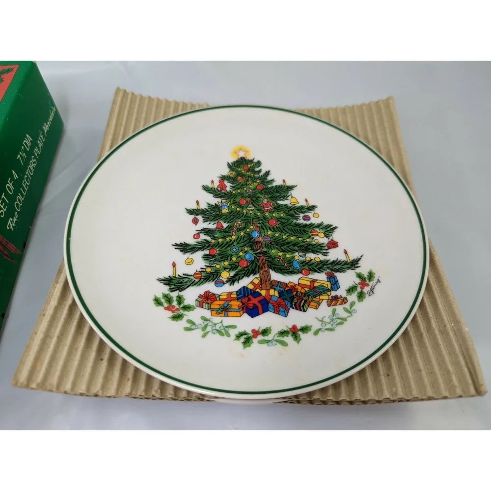 Christmas Tree Gifts Plate 7.5 Inch Lot‎ of 4 Artmark 1986